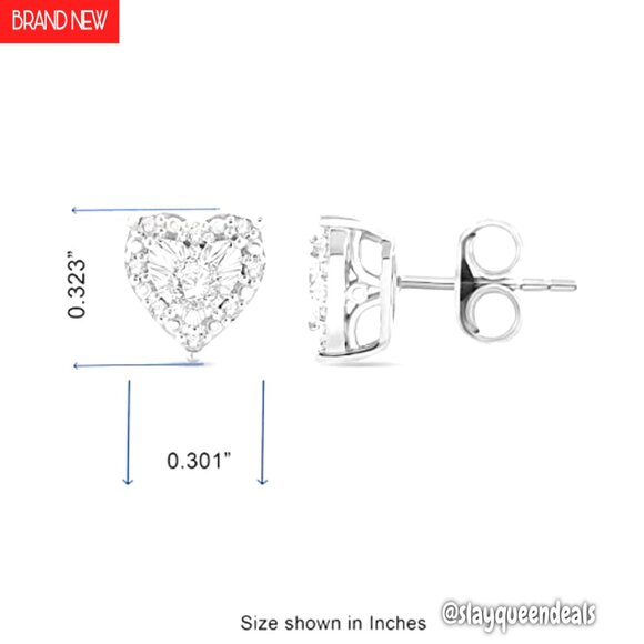 1/4 Cttw Diamond Heart Stud Earrings in Sterling Silver - Picture 6 of 8